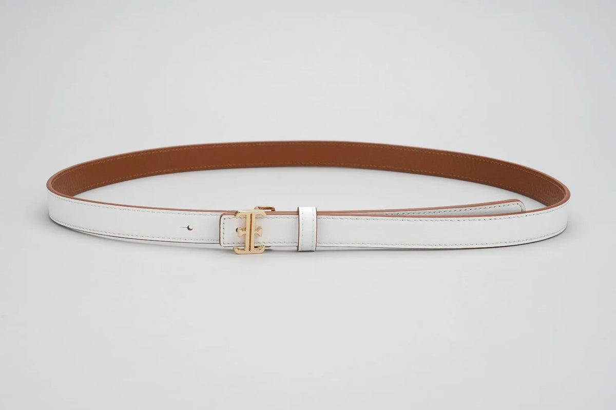 Reversible genuine leather belt, both sides shown Front view, Elizabethan World