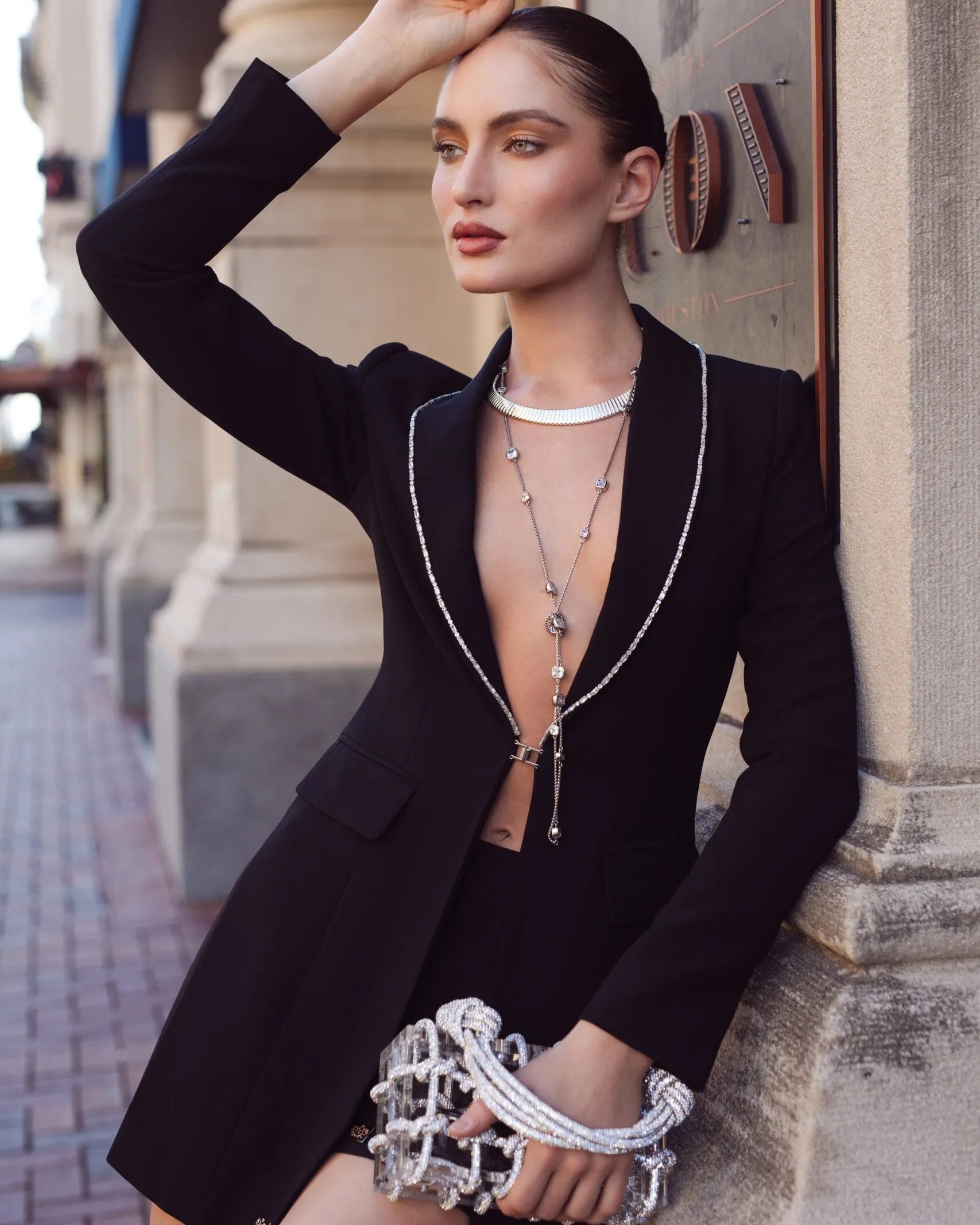 Detail Black power blazer with crystal detail, Elizabethan World