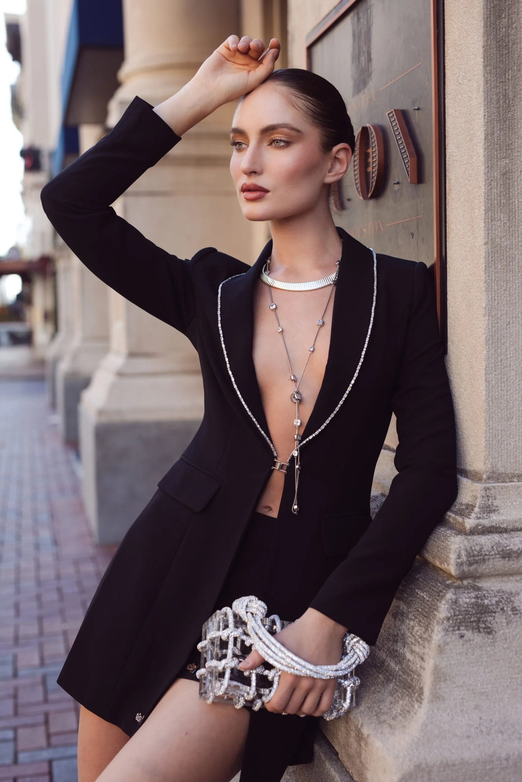Detail Black power blazer with crystal detail, Elizabethan World